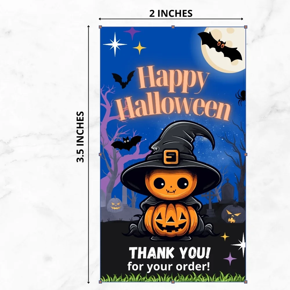 60 thank you glossy Halloween cards 3.5x2